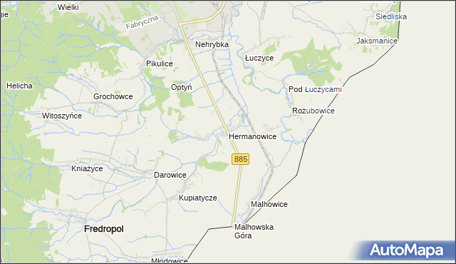 mapa Hermanowice, Hermanowice na mapie Targeo