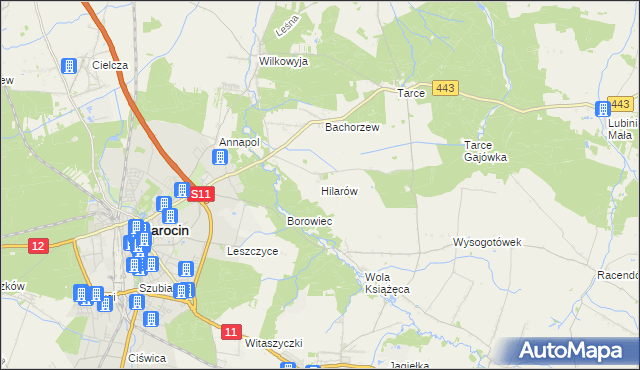 mapa Hilarów gmina Jarocin, Hilarów gmina Jarocin na mapie Targeo
