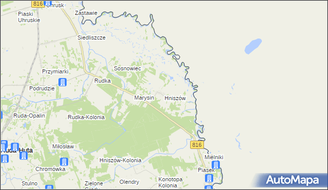 mapa Hniszów, Hniszów na mapie Targeo