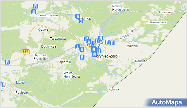 mapa Horyniec-Zdrój, Horyniec-Zdrój na mapie Targeo