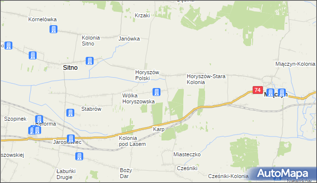 mapa Horyszów-Nowa Kolonia, Horyszów-Nowa Kolonia na mapie Targeo