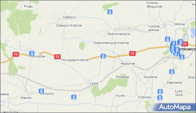 mapa Hostynne-Kolonia, Hostynne-Kolonia na mapie Targeo