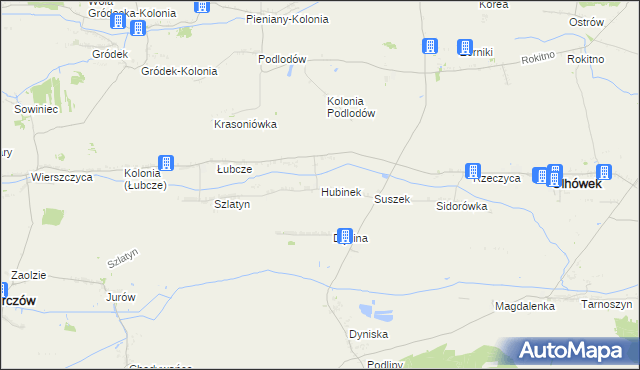 mapa Hubinek, Hubinek na mapie Targeo