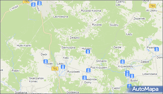 mapa Hucisko gmina Klucze, Hucisko gmina Klucze na mapie Targeo