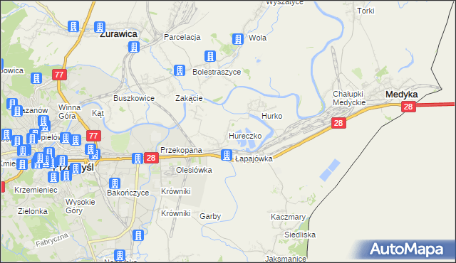 mapa Hureczko, Hureczko na mapie Targeo