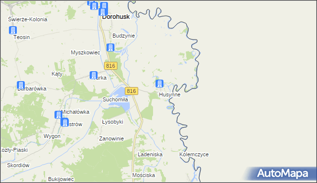 mapa Husynne gmina Dorohusk, Husynne gmina Dorohusk na mapie Targeo