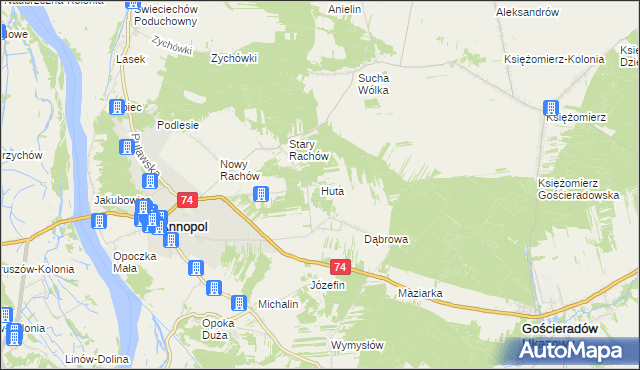 mapa Huta gmina Annopol, Huta gmina Annopol na mapie Targeo