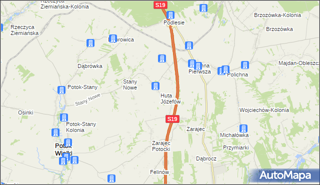 mapa Huta Józefów, Huta Józefów na mapie Targeo