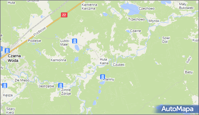 mapa Huta Kalna, Huta Kalna na mapie Targeo