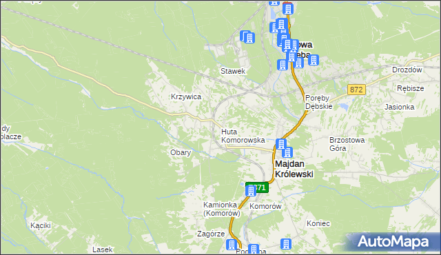 mapa Huta Komorowska, Huta Komorowska na mapie Targeo