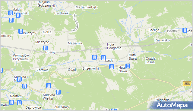 mapa Huta Krzeszowska, Huta Krzeszowska na mapie Targeo