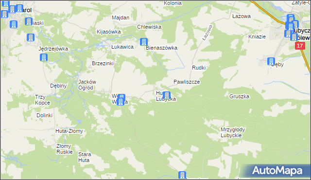 mapa Huta Lubycka, Huta Lubycka na mapie Targeo