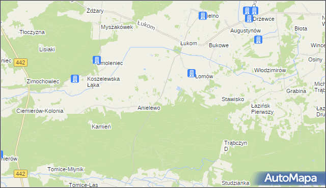 mapa Huta Łukomska gmina Zagórów, Huta Łukomska gmina Zagórów na mapie Targeo