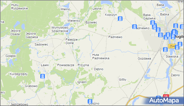 mapa Huta Padniewska, Huta Padniewska na mapie Targeo