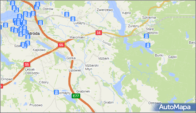 mapa Idzbark, Idzbark na mapie Targeo