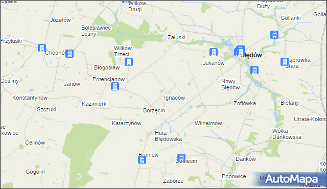 mapa Ignaców gmina Błędów, Ignaców gmina Błędów na mapie Targeo