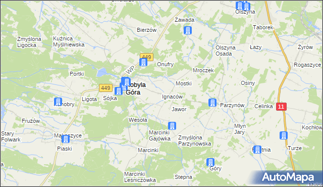 mapa Ignaców gmina Kobyla Góra, Ignaców gmina Kobyla Góra na mapie Targeo