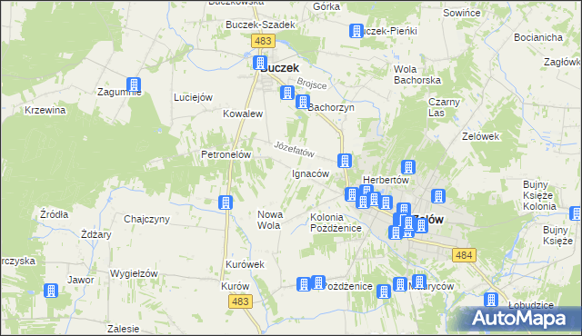 mapa Ignaców gmina Zelów, Ignaców gmina Zelów na mapie Targeo