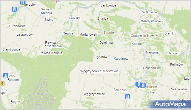 mapa Ignatów gmina Żelechlinek, Ignatów gmina Żelechlinek na mapie Targeo