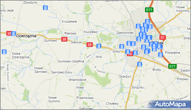 mapa Ilino, Ilino na mapie Targeo