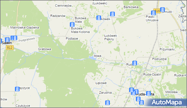 mapa Iłowa gmina Ruda-Huta, Iłowa gmina Ruda-Huta na mapie Targeo