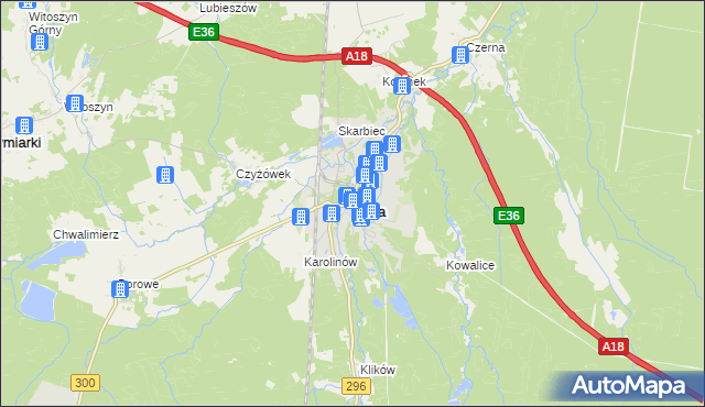 mapa Iłowa powiat żagański, Iłowa powiat żagański na mapie Targeo