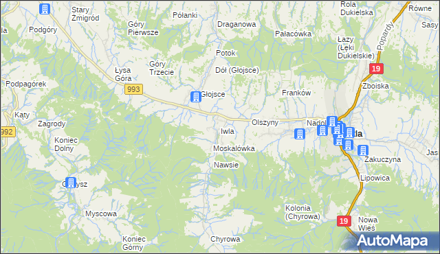 mapa Iwla, Iwla na mapie Targeo