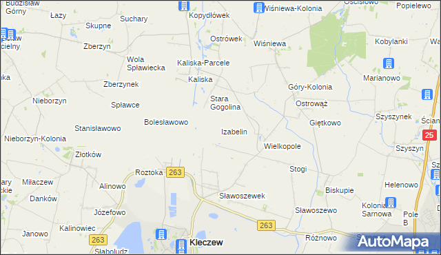 mapa Izabelin gmina Kleczew, Izabelin gmina Kleczew na mapie Targeo