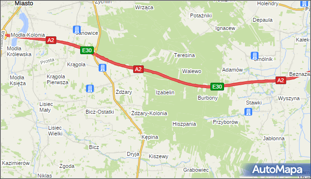 mapa Izabelin gmina Krzymów, Izabelin gmina Krzymów na mapie Targeo