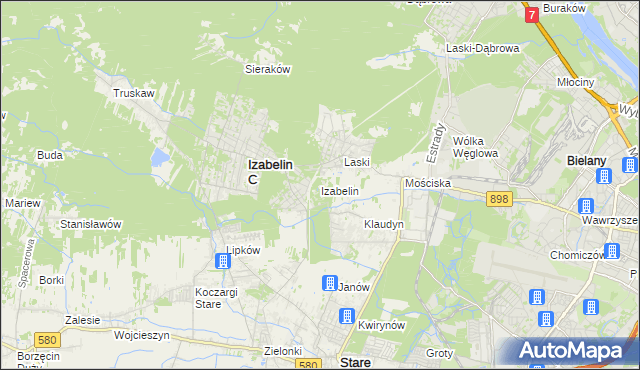 mapa Izabelin powiat warszawski zachodni, Izabelin powiat warszawski zachodni na mapie Targeo