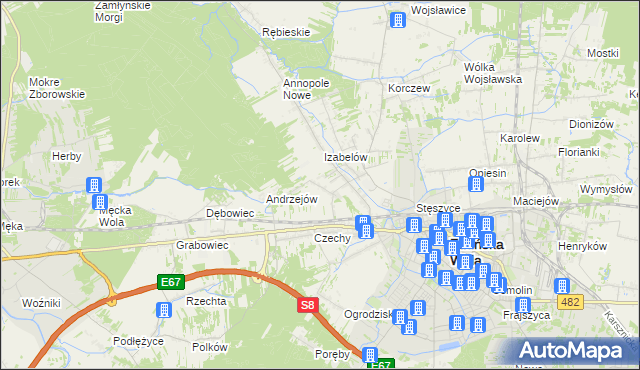 mapa Izabelów Mały, Izabelów Mały na mapie Targeo