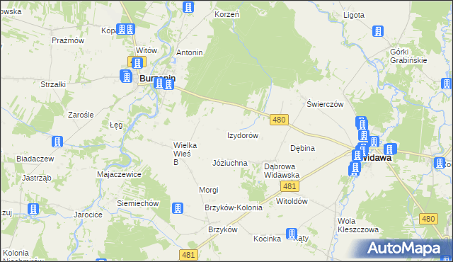 mapa Izydorów, Izydorów na mapie Targeo