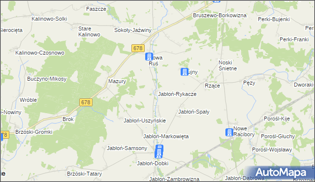 mapa Jabłoń-Rykacze, Jabłoń-Rykacze na mapie Targeo