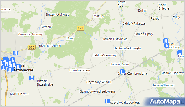mapa Jabłoń-Samsony, Jabłoń-Samsony na mapie Targeo