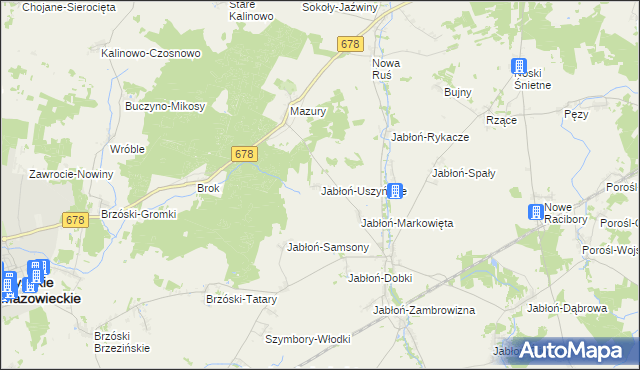 mapa Jabłoń-Uszyńskie, Jabłoń-Uszyńskie na mapie Targeo