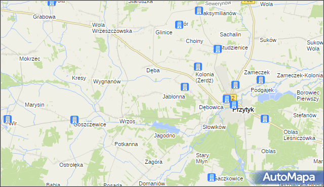 mapa Jabłonna gmina Przytyk, Jabłonna gmina Przytyk na mapie Targeo