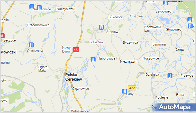 mapa Jaborowice, Jaborowice na mapie Targeo
