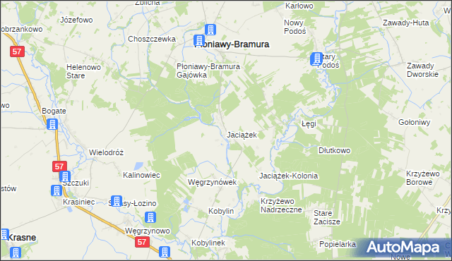 mapa Jaciążek, Jaciążek na mapie Targeo