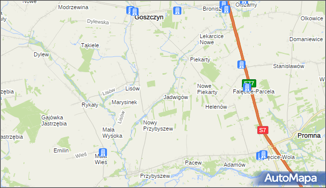 mapa Jadwigów gmina Promna, Jadwigów gmina Promna na mapie Targeo