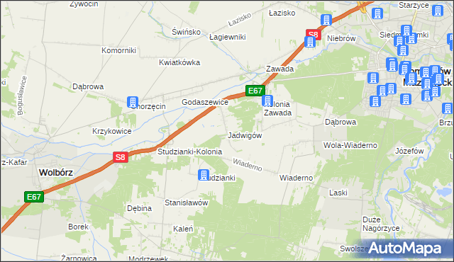 mapa Jadwigów gmina Tomaszów Mazowiecki, Jadwigów gmina Tomaszów Mazowiecki na mapie Targeo