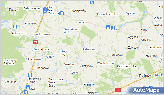 mapa Jadwinów gmina Policzna, Jadwinów gmina Policzna na mapie Targeo