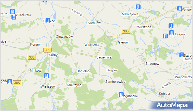 mapa Jagielnica, Jagielnica na mapie Targeo