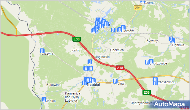 mapa Jagłowice, Jagłowice na mapie Targeo