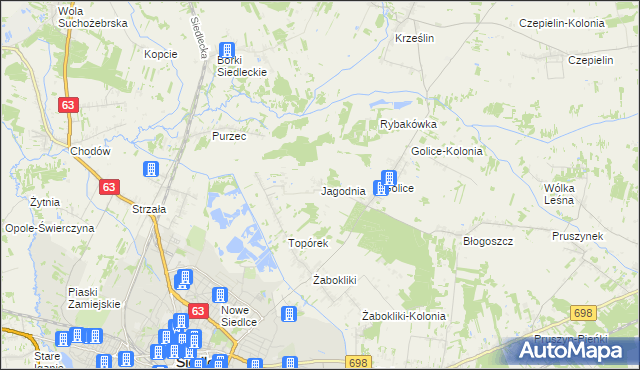 mapa Jagodnia, Jagodnia na mapie Targeo