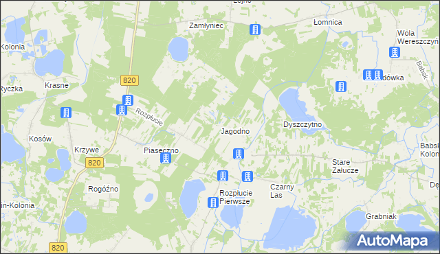 mapa Jagodno gmina Ludwin, Jagodno gmina Ludwin na mapie Targeo