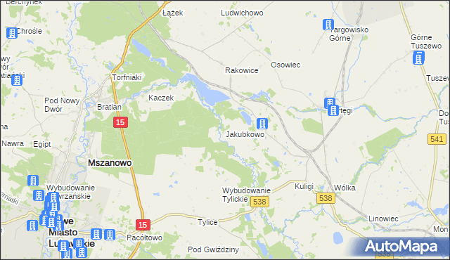 mapa Jakubkowo gmina Grodziczno, Jakubkowo gmina Grodziczno na mapie Targeo