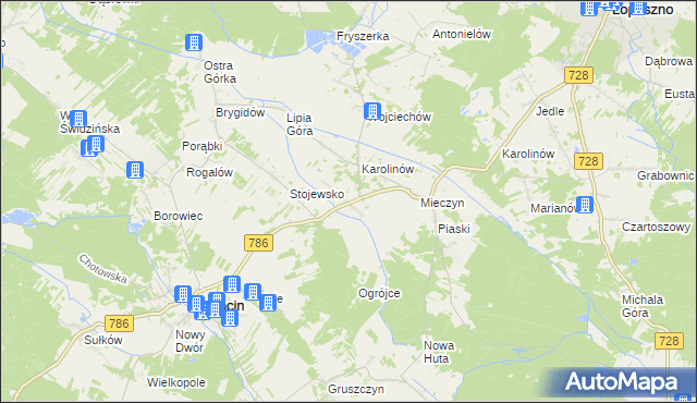 mapa Jakubów gmina Krasocin, Jakubów gmina Krasocin na mapie Targeo