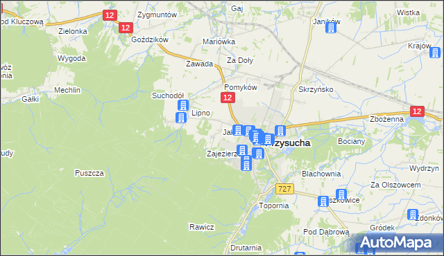 mapa Jakubów gmina Przysucha, Jakubów gmina Przysucha na mapie Targeo