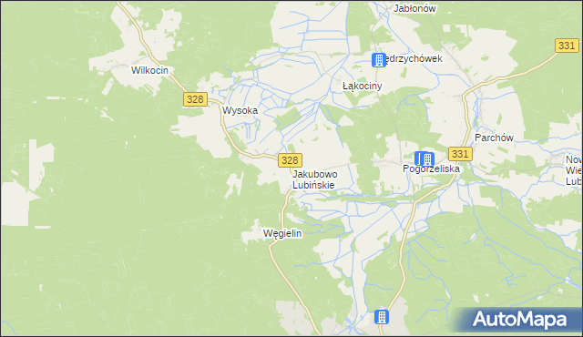 mapa Jakubowo Lubińskie, Jakubowo Lubińskie na mapie Targeo