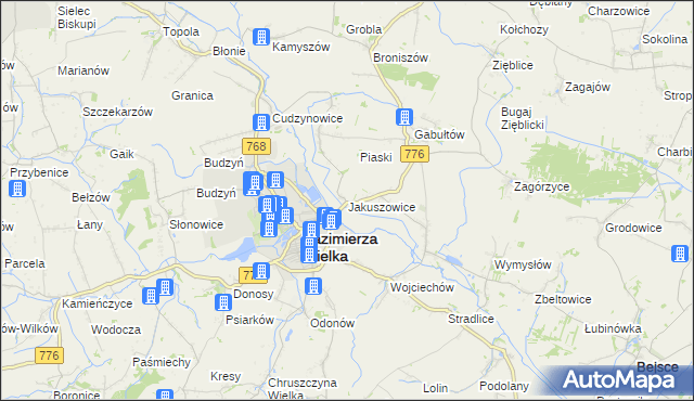 mapa Jakuszowice, Jakuszowice na mapie Targeo